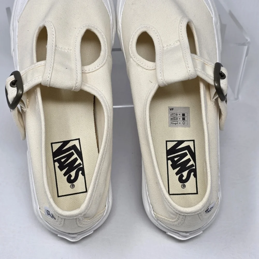 Vans Style 93 Mary Jane Women's Size 6 Beige Linen Canvas Buckle Shoes NEW